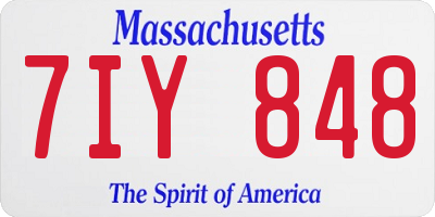 MA license plate 7IY848