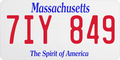 MA license plate 7IY849