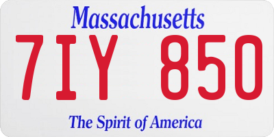 MA license plate 7IY850