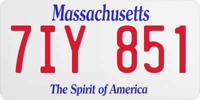 MA license plate 7IY851