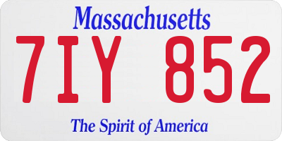MA license plate 7IY852