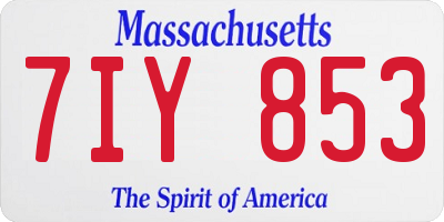MA license plate 7IY853