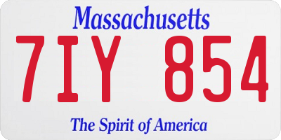 MA license plate 7IY854