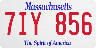 MA license plate 7IY856