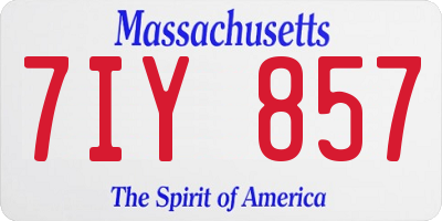 MA license plate 7IY857