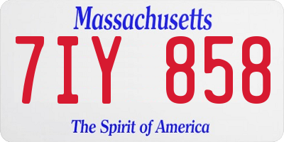 MA license plate 7IY858