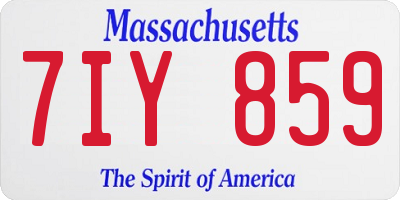 MA license plate 7IY859