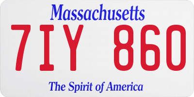 MA license plate 7IY860