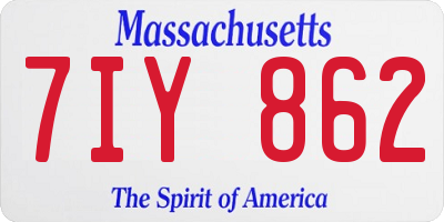 MA license plate 7IY862