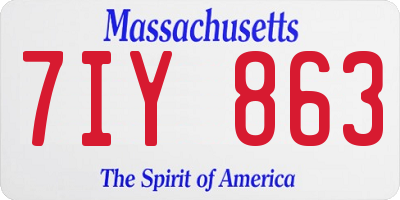MA license plate 7IY863