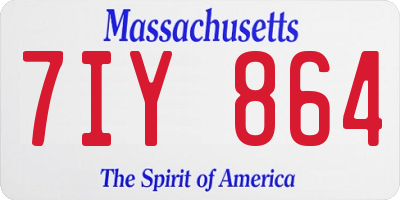 MA license plate 7IY864