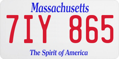 MA license plate 7IY865