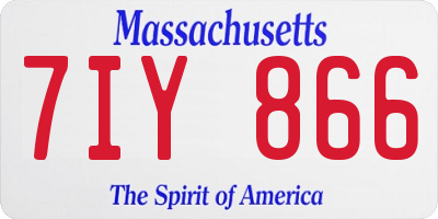 MA license plate 7IY866
