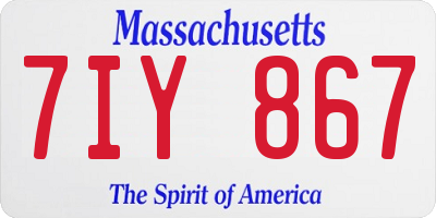 MA license plate 7IY867