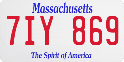 MA license plate 7IY869