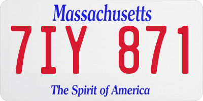 MA license plate 7IY871