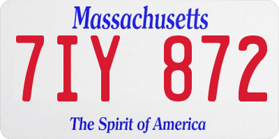 MA license plate 7IY872