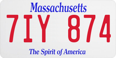 MA license plate 7IY874