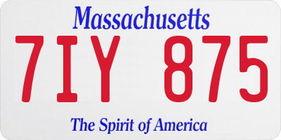 MA license plate 7IY875