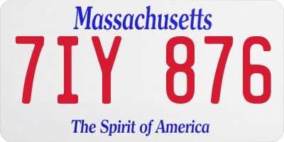 MA license plate 7IY876