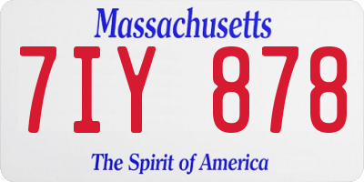 MA license plate 7IY878