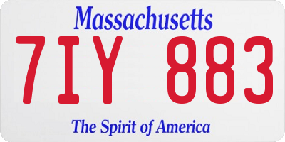 MA license plate 7IY883