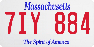 MA license plate 7IY884