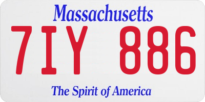 MA license plate 7IY886