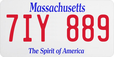 MA license plate 7IY889