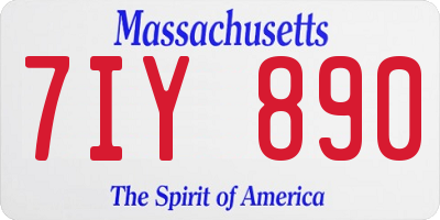 MA license plate 7IY890