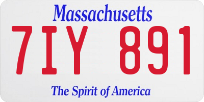 MA license plate 7IY891