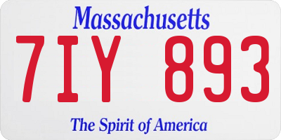 MA license plate 7IY893