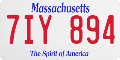 MA license plate 7IY894