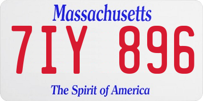 MA license plate 7IY896