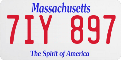 MA license plate 7IY897