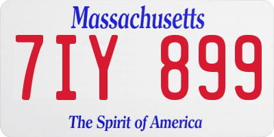 MA license plate 7IY899