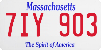MA license plate 7IY903