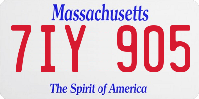 MA license plate 7IY905