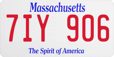 MA license plate 7IY906