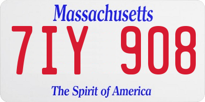 MA license plate 7IY908