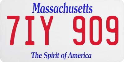 MA license plate 7IY909