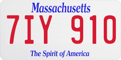 MA license plate 7IY910