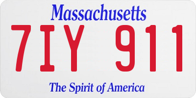 MA license plate 7IY911