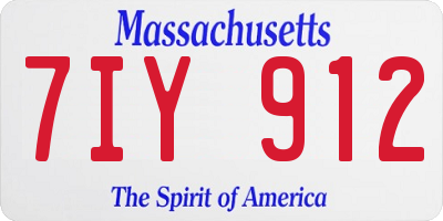 MA license plate 7IY912