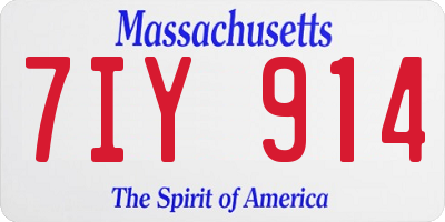MA license plate 7IY914