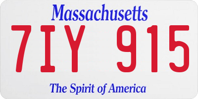 MA license plate 7IY915
