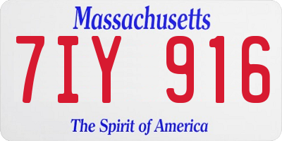 MA license plate 7IY916