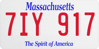 MA license plate 7IY917