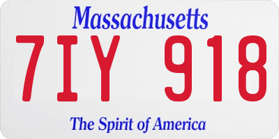 MA license plate 7IY918
