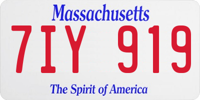 MA license plate 7IY919